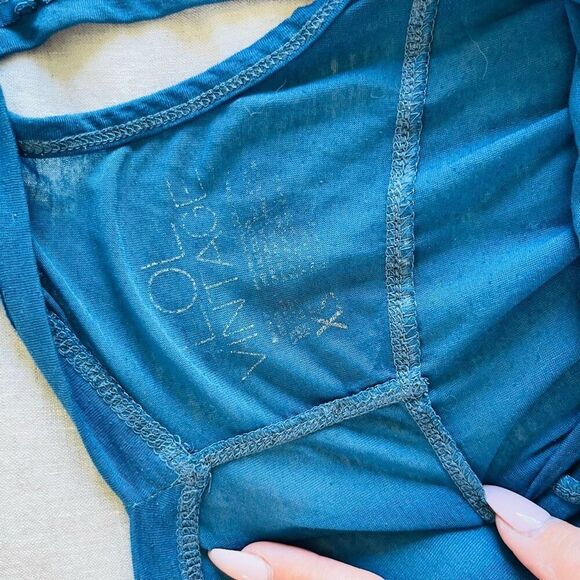 Target | Vintage XS “Explore” sleeveless v neck slub tank blue - Picture 6 of 9